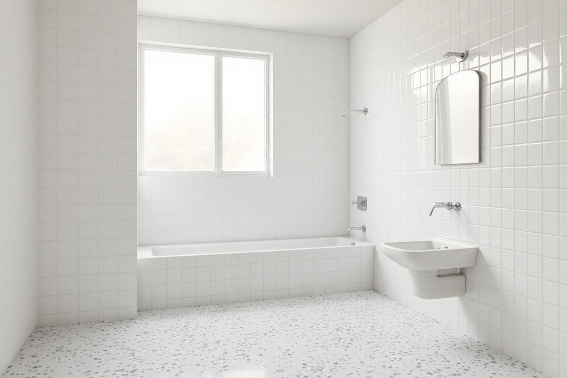 White tiled bathroom — a template you can design in DifferView