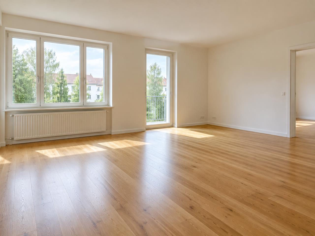 Cozy wood-floor living room